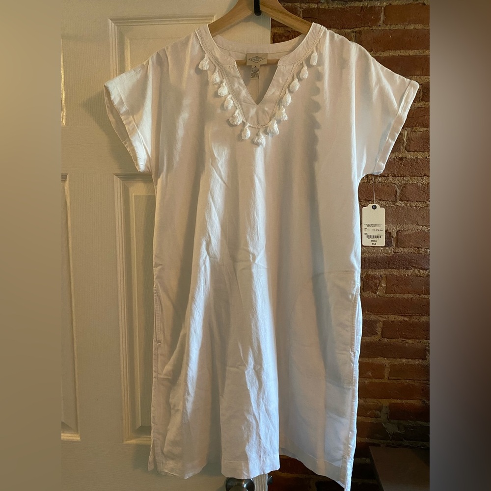 St. John’s Bay Pom Pom Dress Linen Beach Cover Up - New With Tags